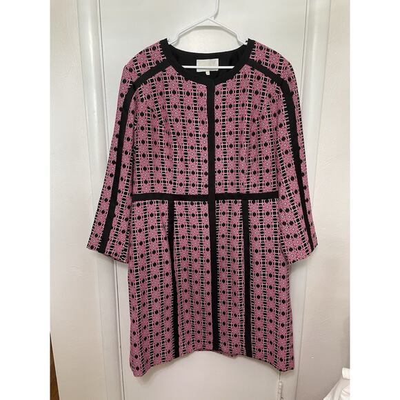 Giovanna Collection Over Coat Women’s Size 16 Pink Navy & White Floral Pattern - Picture 1 of 4